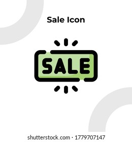 Sale Icon with Dashed Filled Outline Style, Vector Editable 