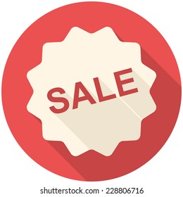 Sale icon (flat design with long shadows)
