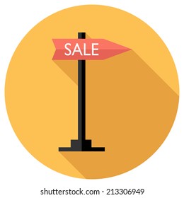 Sale icon. Flat design style modern vector illustration. Isolated on stylish color background. Flat long shadow icon. Elements in flat design.