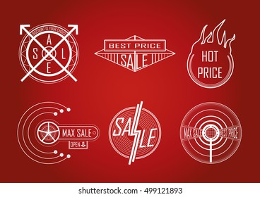 Sale icon on red background. Vector illustration
