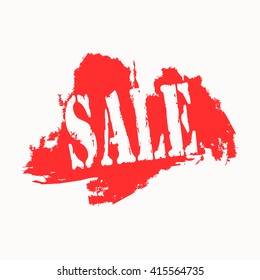 Sale icon on red and white background