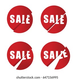 sale icon in red color set art illustration