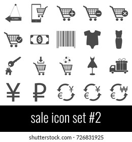 Sale. Icon set 2. Gray icons on white background.