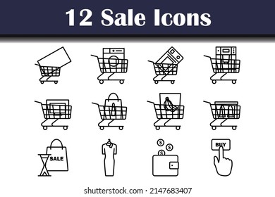 Sale Icon Set. Bold outline design with editable stroke width. Vector Illustration.