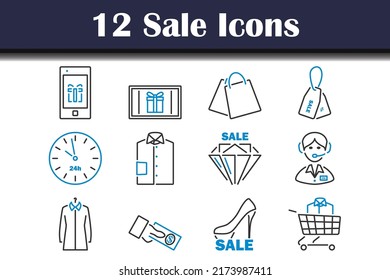 Sale Icon Set. Editable Bold Outline With Color Fill Design. Vector Illustration.