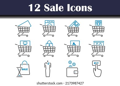 Sale Icon Set. Editable Bold Outline With Color Fill Design. Vector Illustration.