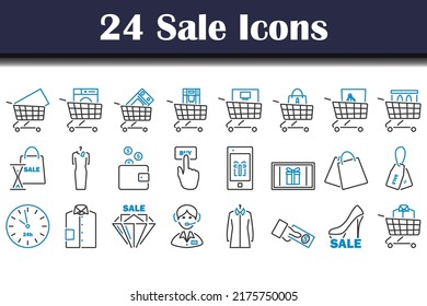 Sale Icon Set. Editable Bold Outline With Color Fill Design. Vector Illustration.