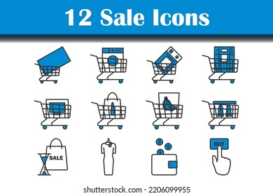 Sale Icon Set. Editable Bold Outline With Color Fill Design. Vector Illustration.