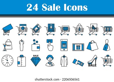 Sale Icon Set. Editable Bold Outline With Color Fill Design. Vector Illustration.