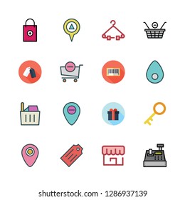sale icon set. vector set about shopping cart, store, hanger and shopping basket icons set.
