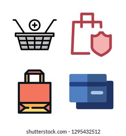 sale icon set. vector set about credit card, shopping cart, shopping basket and shopping store icons set.