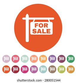 The for sale icon. Sale symbol. Flat Vector illustration. Button Set