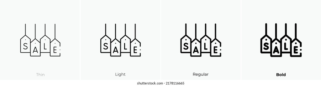 sale icon. Thin, Light Regular And Bold style design isolated on white background