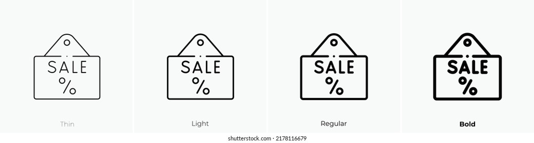 sale icon. Thin, Light Regular And Bold style design isolated on white background
