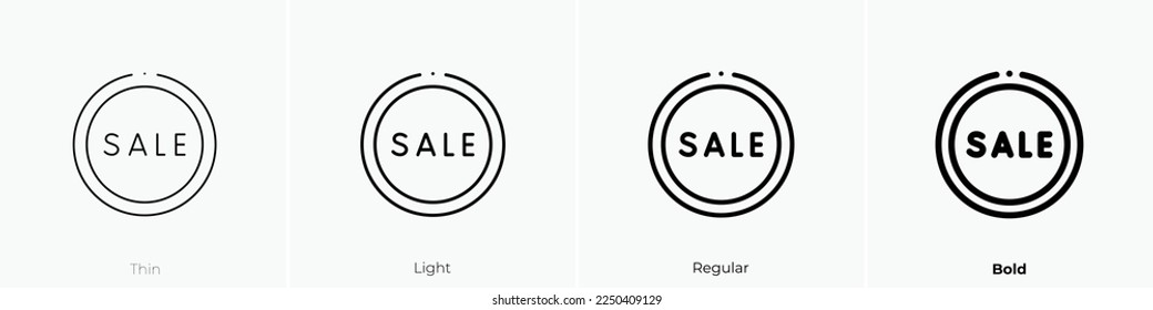 sale icon. Thin, Light Regular And Bold style design isolated on white background