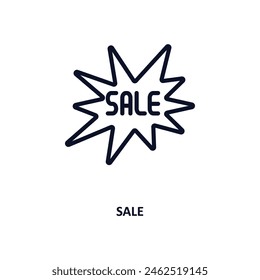 sale icon. Thin line sale icon from marketing collection. Outline vector isolated on white background. Editable sale symbol can be used web and mobile