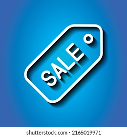 Sale icon, vector. Flat design. White icon with shadow on blue background.ai