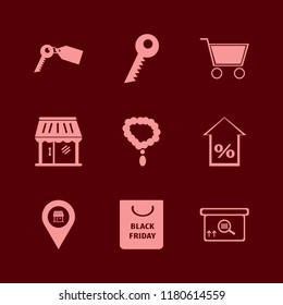 sale icon. sale vector icons set key, shop, key tag and store location