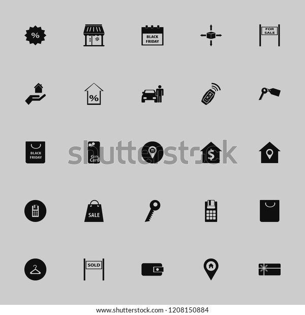 sale icon. sale vector icons set pos terminal,\
purse, key tag and house\
rent