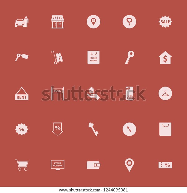 sale icon. sale vector icons set gift card, store\
location, sold house and\
key