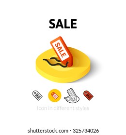 Sale icon, vector symbol in flat, outline and isometric style