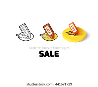 Sale icon, vector symbol in flat, outline and isometric style