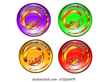 Sale icon in vector.Summer Sale.The stylized ball is glass.