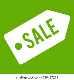 Sale icon white isolated on green background. Vector illustration