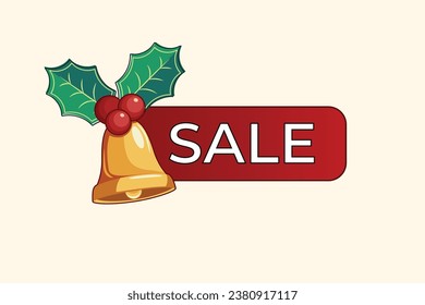 Sale icon for your website with yellow, green, red Christmas bell. 