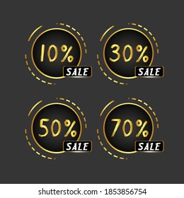 Sale icons 10 and 30 and 50 and 70