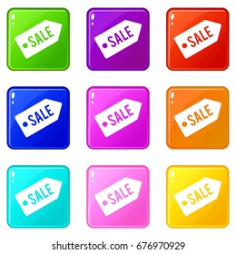 Sale icons of 9 color set isolated vector illustration