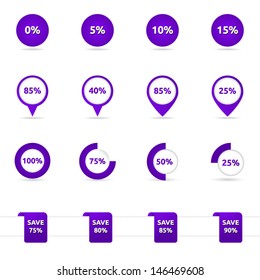 Sale icons and buttons | symbol vector | color purple |