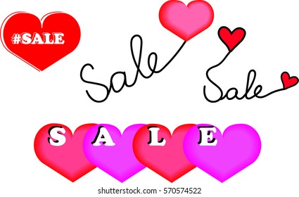 Sale icons with hearts