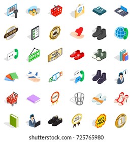 Sale icons set. Isometric style of 36 sale vector icons for web isolated on white background