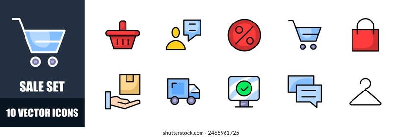 Sale icons set. Shopping icons. Flat style. Vector icons