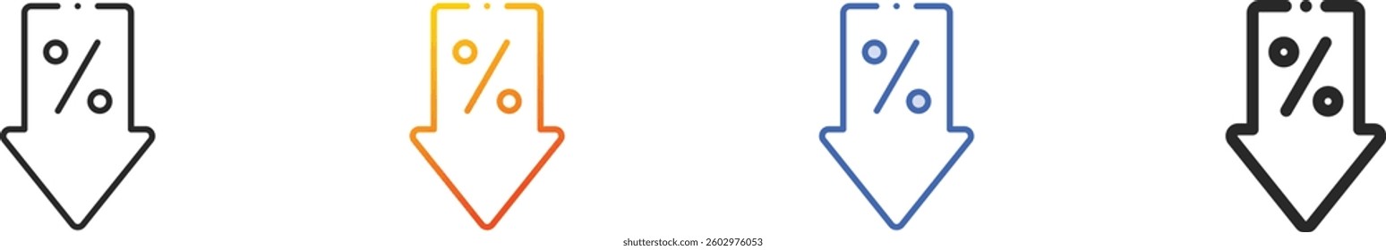 sale icon.Thin Linear, Gradient, Blue Stroke and bold Style Design Isolated On White Background