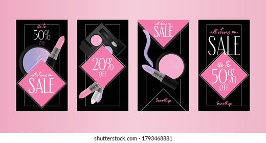 Sale instagram stories digital marketing template social media makeup 