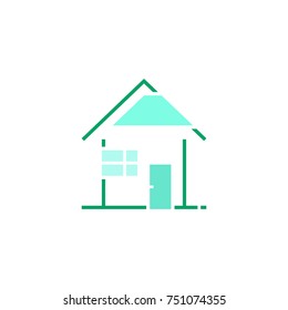 sale or insurance of real estate or energy efficient house. concept of friendly architecture city, economy roof and windows, sun electricity. flat trend logotype graphic design on white background