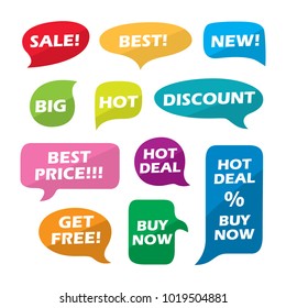 Sale Interactive multicolored bubble speech vector set