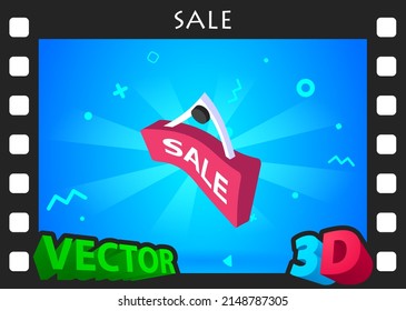 Verkauf isometrisches Design Symbol. Vektorgrafik, Web-Illustration. 3D-Farbkonzept