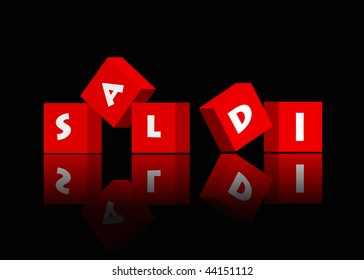 Sale in italian, 3d style,black backround (text converted to path)