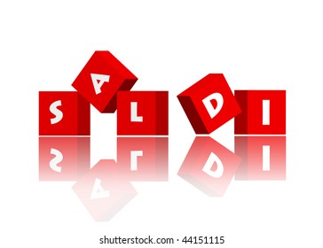 Sale in italian, 3d style,white backround (text converted to path) - Powered by Shutterstock - Get 15% off with code: PIKWIZARD15