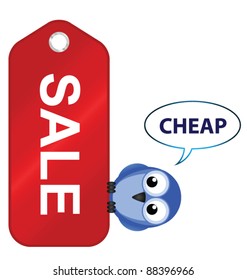 Sale items going cheap isolated on white background