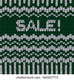 Sale knitting seamless vector background in scandinavian style.