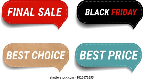Sale Labe ls Set Isolated White Background With Gradient Mesh, Vector Illustration