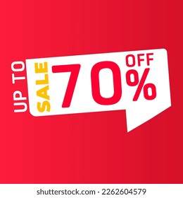 sale label 70% off sale vector illustration on red background