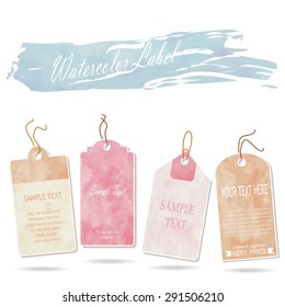 Sale label advertising design with light pink brown and blue watercolor summer on midyear sale.Vintage logo