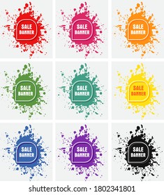 Sale Label Banner Element With colorful splash