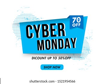 Sale label, banner or poster design with best discount offer for Cyber Monday.