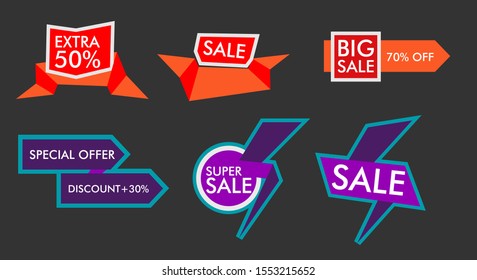 sale label or banner set with badge template icon
